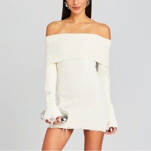 SER.O.YA | Dresses | Seroya Clara Knit Mini Dress White Long Sleeve Womens  Size S | Poshmark